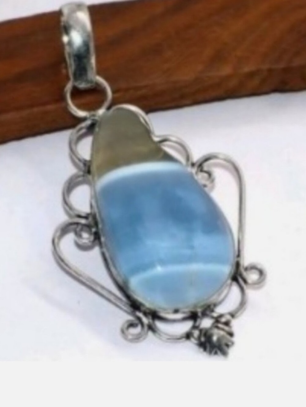 Owyhee Blue Opal Gemstone Jewelry 925 Sterling Silver Handmade Pendant Necklace